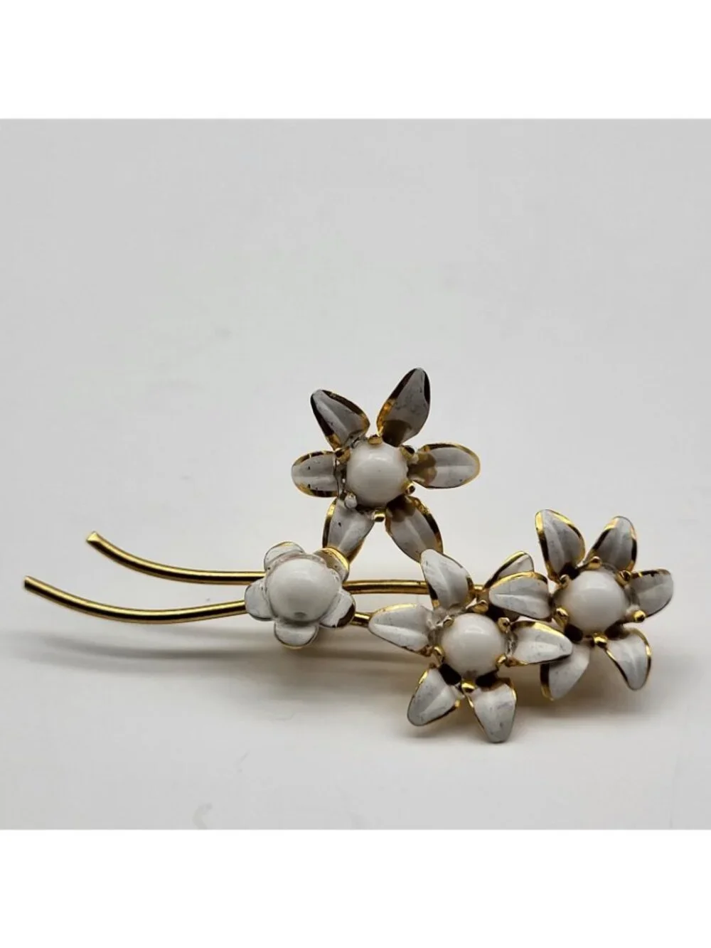 Vintage Austria Signed white flower brooch pin corsage bouquet